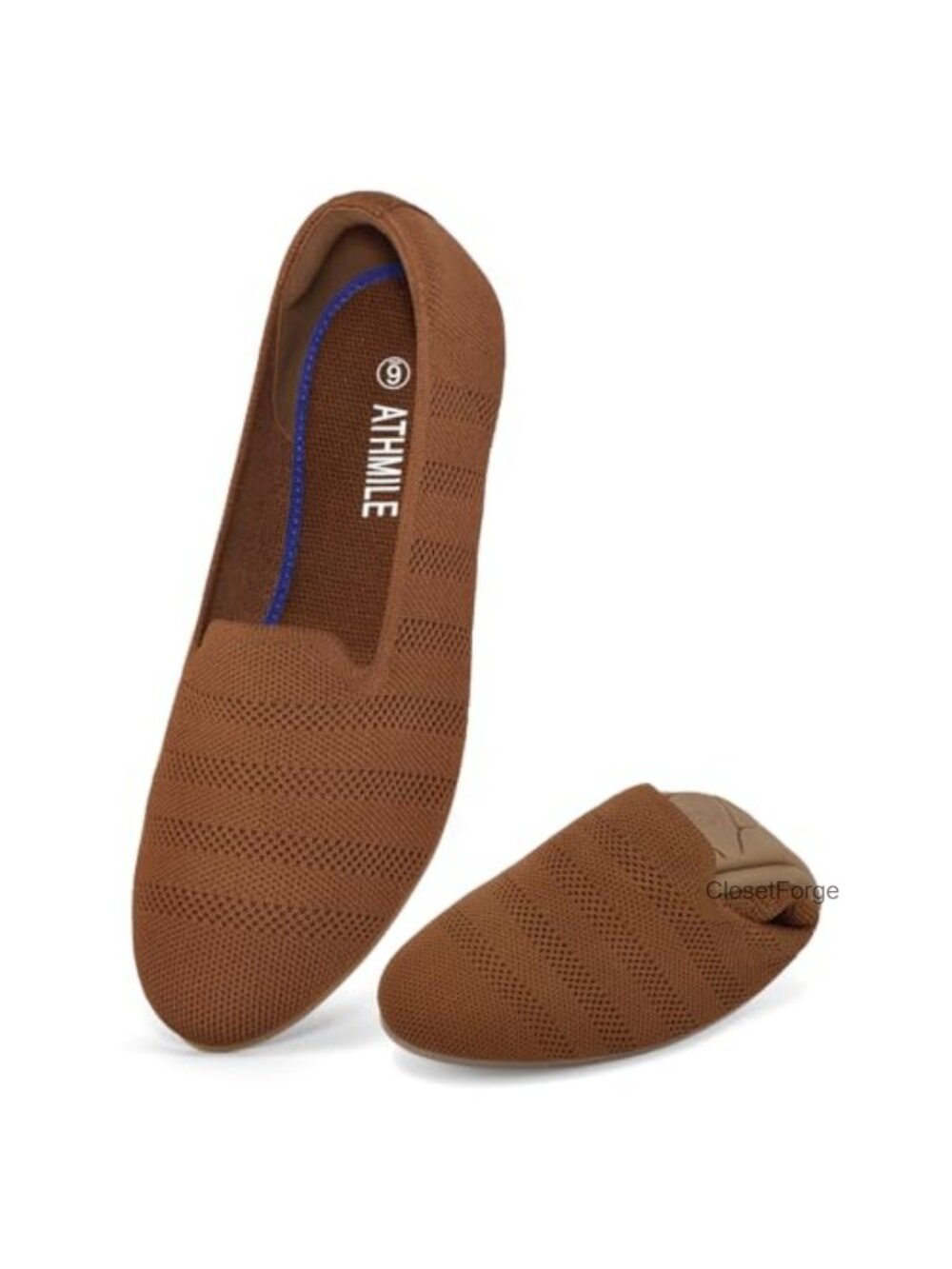 Slip-On Knit Ballet Flats with Memory Foam, Round Toe, Non-Slip
